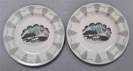 Two Wedgwood Travel design plates, designed by Eric Ravilious diameter 17.5cm